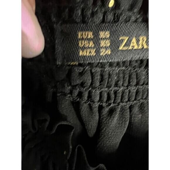 Zara Black Mesh Puffed Sleeves Top XS NWOT - Picture 6 of 7